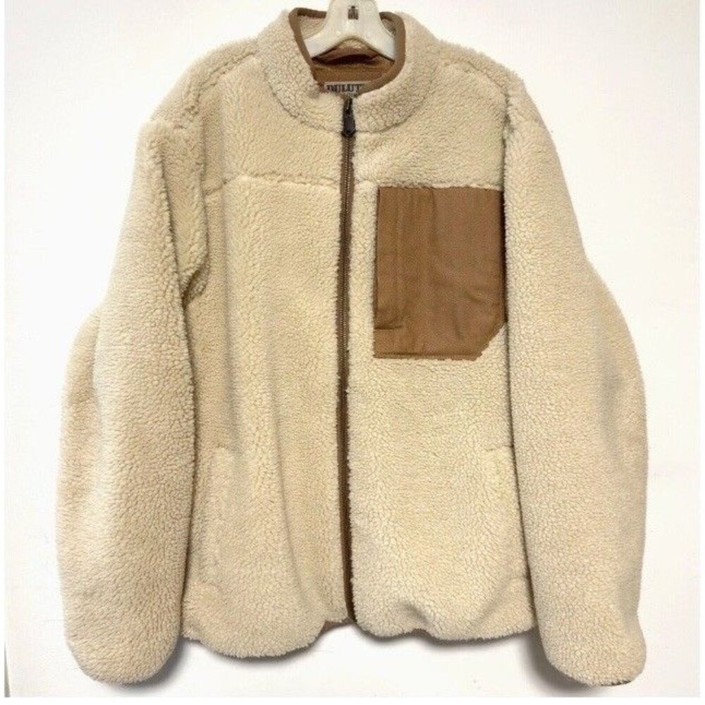 Duluth Trading Men Burly Sherpa Jacket LARGE Beige Winter Ski Outdoor